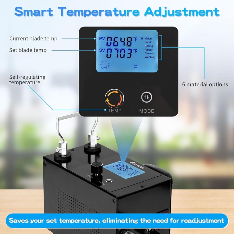 Zuomeng 60W Electric Rope Cutter, Hot Knife Bench Cutting Tool with LCD Display & Adjustable Temp for Nylon, Fabric, Belt, Ribbon, Canvas, Webbing – Ideal Heat Blade Cutting Tool - Image 4